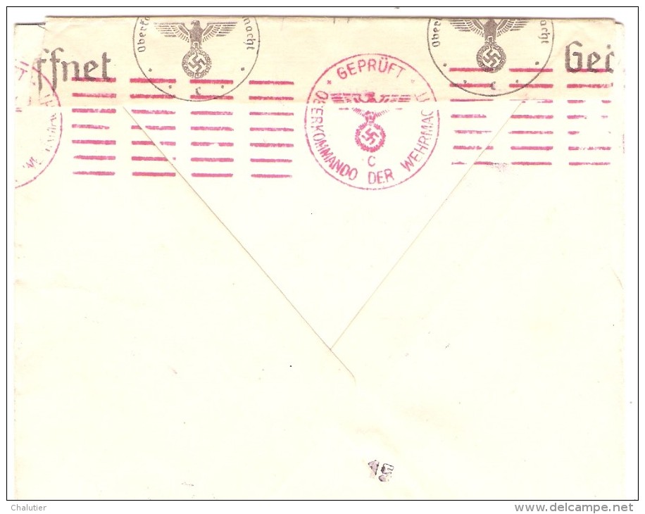 TP 480(3) Double Port S/L.Avion C.Angleur 1941 Censure De Cologne V.Berlin Deutschland AM76 - WW II (Covers & Documents)