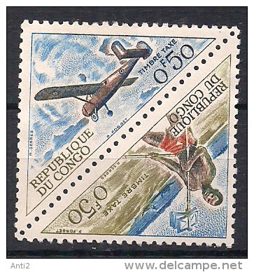 Congo Brazzaville Timbre Taxes 1961 Post Runners Aircraft "Broussard", Mi  1-2 Pair, MNH(**) - Mint/hinged