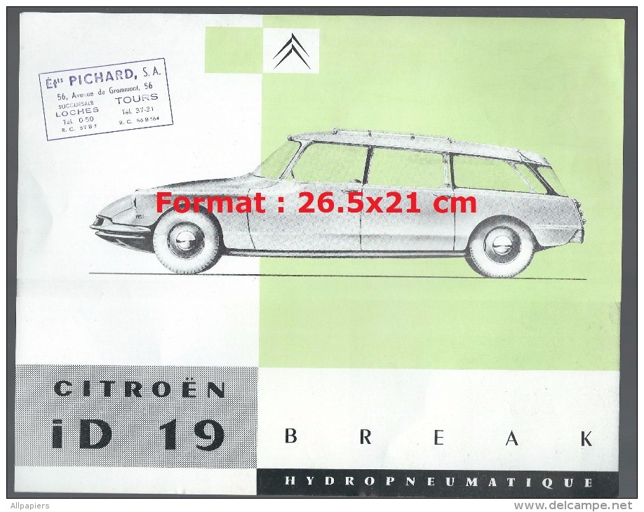 Publicité Citroen ID 19 Break Hydropneumatique + Fiche Technique - Autres & Non Classés