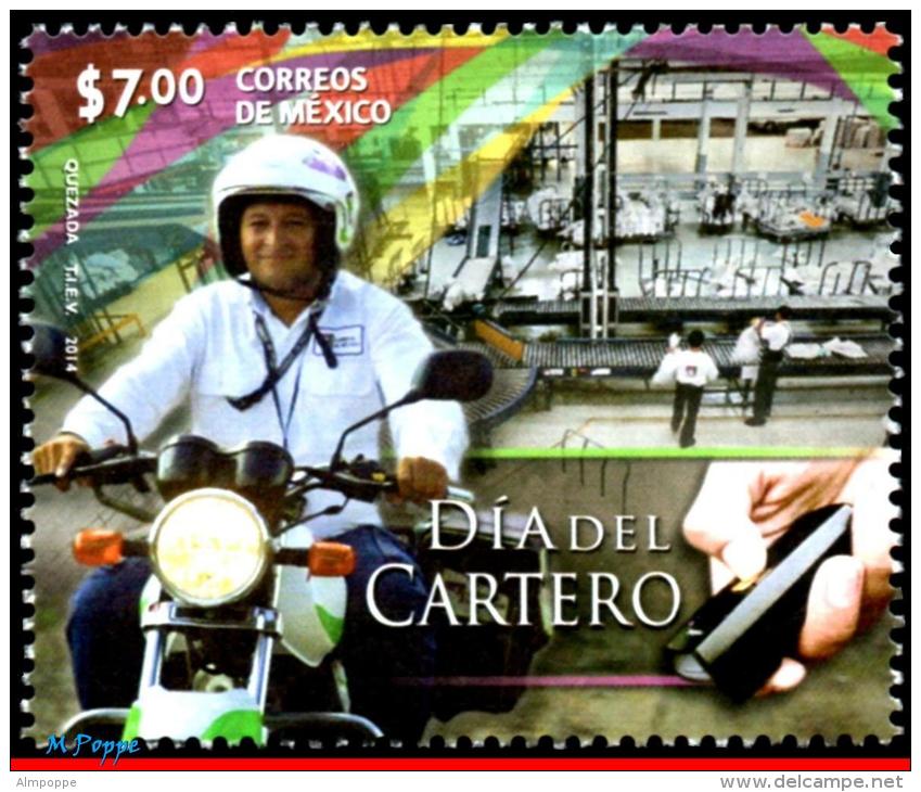 Ref. MX-V2014-44 MEXICO 2014 POST, POSTMAN'S DAY,, MOTORCYCLE, MOTORBIKE, MNH 1V - Motos