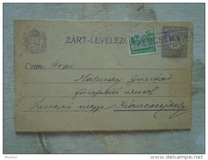 Hungary- Zárt Levelezölap   TRENCSÉN  P.U.  Railway Station  1918  Halmay Gusztáv Föszolgabíró      D131765 - Cartas & Documentos