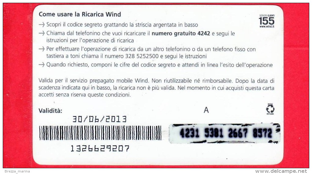 ITALIA - Scheda - Ricarica Telefonica WIND - Usata - Wind 6 SMS - 5 - Vedi Scansioni - GSM-Kaarten, Aanvulling & Voorafbetaald