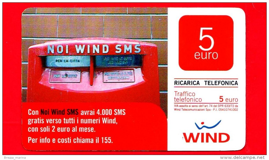 ITALIA - Scheda - Ricarica Telefonica WIND - Usata - Noi Wind SMS - Cassetta Postale - 5 - Vedi Scansioni - Schede GSM, Prepagate & Ricariche