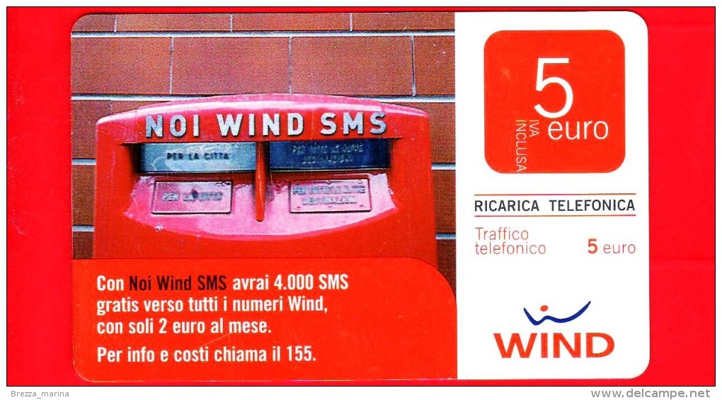 ITALIA - Scheda - Ricarica Telefonica WIND - Usata - Noi Wind SMS - Cassetta Postale - 5 - Vedi Scansioni - Cartes GSM Prépayées & Recharges