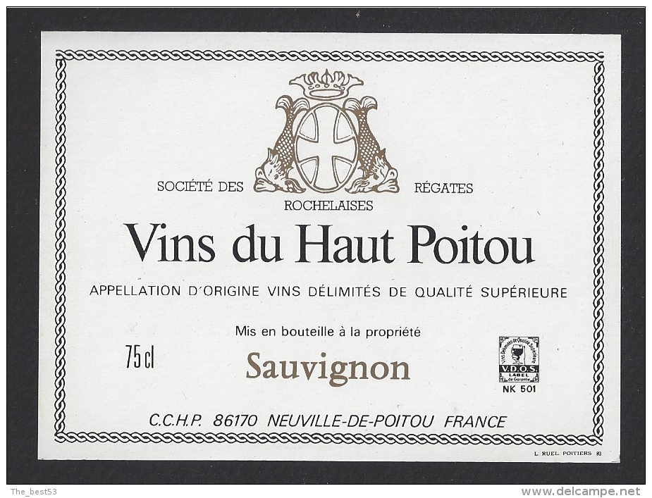 Etiquette De Vin Du Haut Poitou Sauvignon  -  Sté Des Régates Rochelaises  - Thème Bateau - Pakketboten