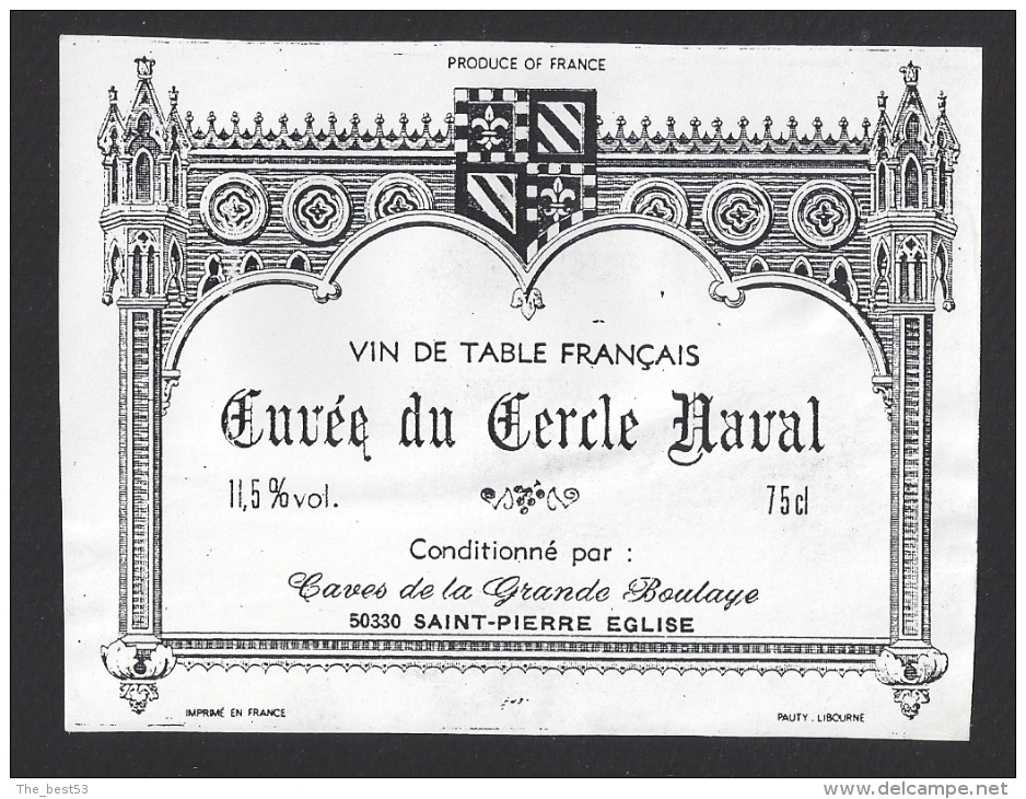 Etiquette De Vin De Table -Cuvée Du Cercle Naval De Cherbourg Octeville - Thème Bateau - Caves à  ST Pierre  Eglise (50) - Dampfer