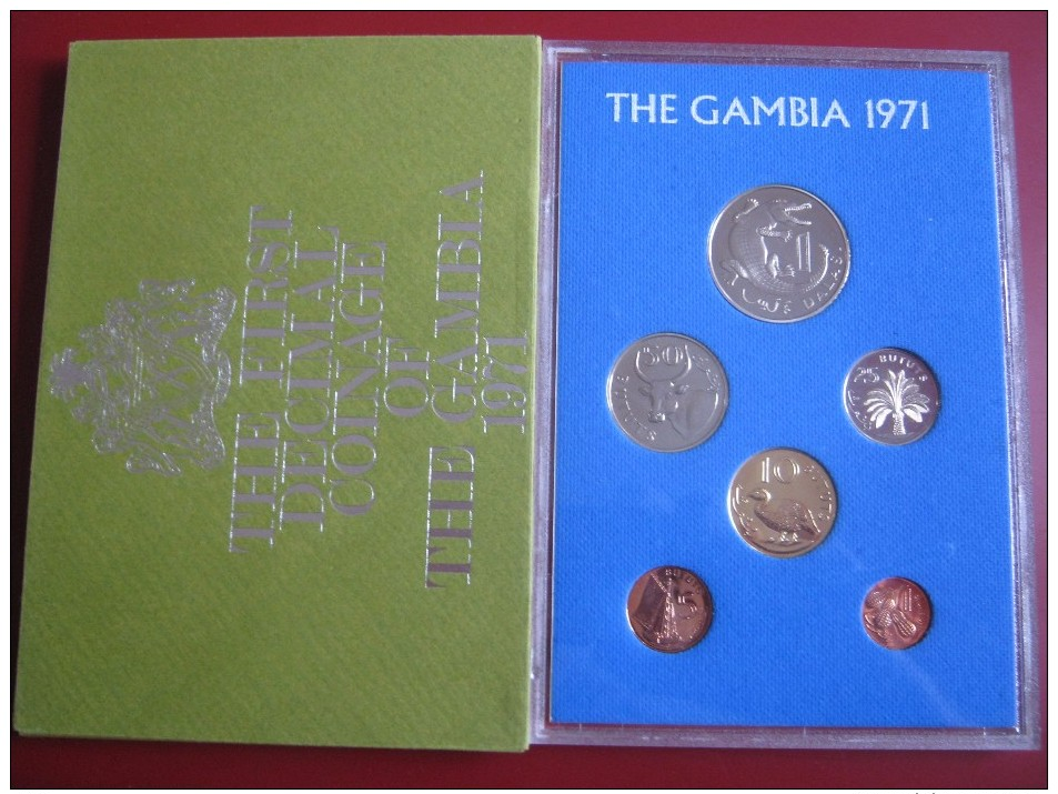 Gambia 1971 6 Coin Set  Proof Royal Mint Envelope 1 Butut - 1 Dalasi - Gambia