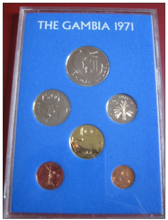 Gambia 1971 6 Coin Set  Proof Royal Mint Envelope 1 Butut - 1 Dalasi - Gambia