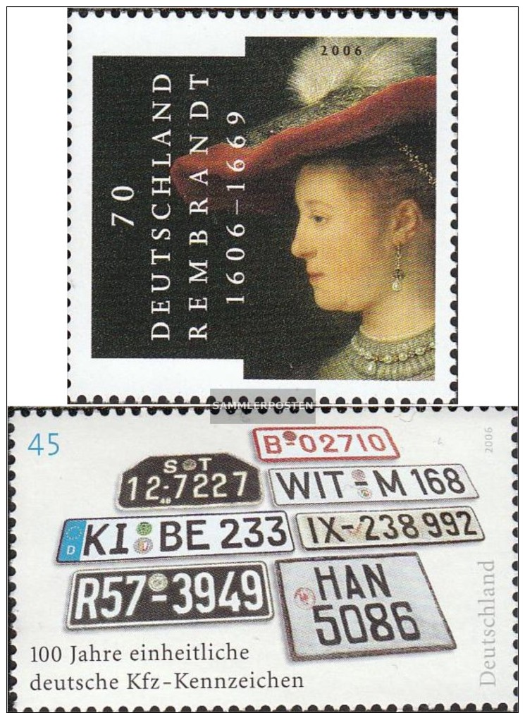 BRD (BR.Deutschland) 2550,2551 (completa.Problema.) Usato 2006 Rembrandt, Indicatore - Gebraucht