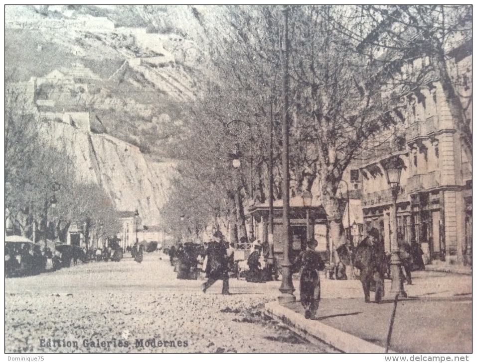 Belle CPA Animée 1907 De Grenoble Cours St André Et Les Forts, Tramway Timbre Semeuse 5 C - Grenoble