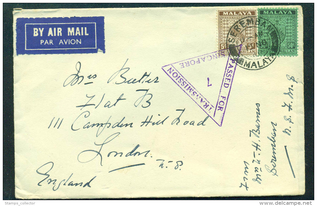 Great Britan. Malaysia. 50+5C On Cover From SEREMBAN To LONDON 15.05.40. SCARE. See Detail/scan - Negri Sembilan