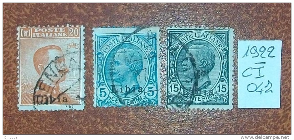 C.i. 027 - Colonie Libia  - 1922/24 - " Emissioni Varie Valori Vittorio Emanuele III° " Usati - Libia