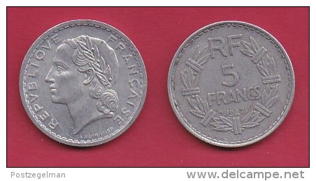 FRANCE, 1949, VF , Circulated 5 Franc Coin, Aluminium, Open 9, B,  KM888b.2, C2884 - Other & Unclassified