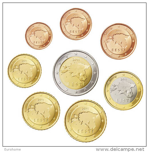 Estonia 2011      Volledige Set Van 1ct Tot 2 Euro   UNC Uit De Rol  UNC Du Rouleaux  !! - Estonie