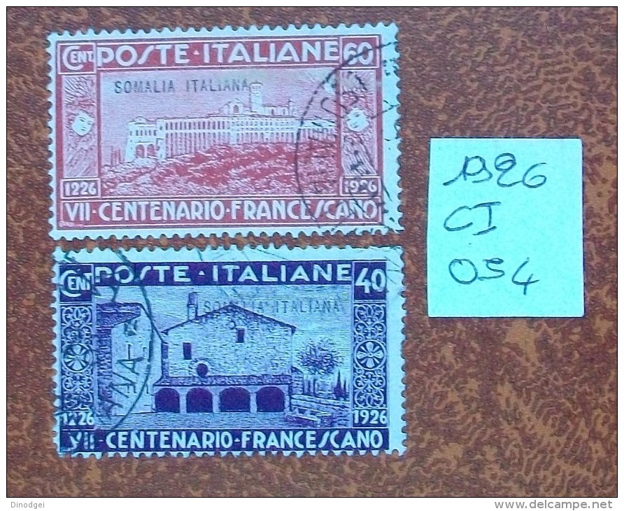 C.i. 054 - Somalia Italiana   - 1926 - " Centenario S.Francesco C.40,c.60 "  Usati - Somalie