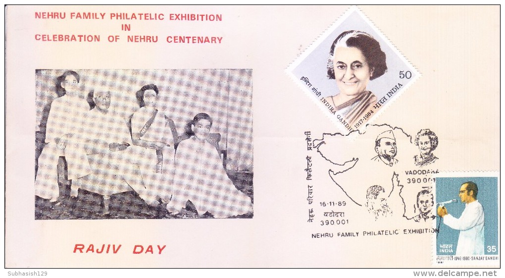 INDIA SPECIAL COVER - NEHRU FAMILY PHILATELIC EXHIBITION IN CELEBRATION OF NEHRU CENTRNARY - SET OF 3 - Covers & Documents