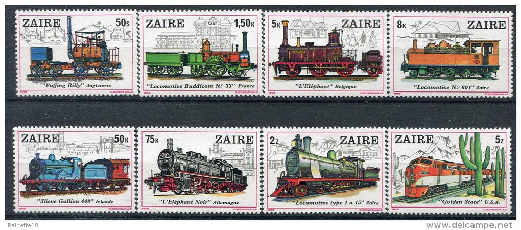 Zaire                               962/969  **     Trains - Unused Stamps