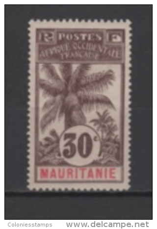 (SA0722) MAURITANIA, 1906 (Definitive, Oil Palm, 30c., Chocolate, Pinkish And Red). Mi # 8. Mint Hinged* Stamp - Neufs