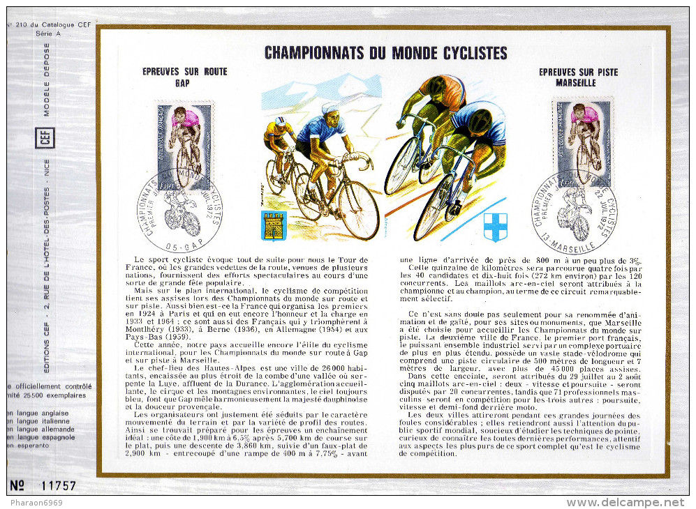 Feuillet Tirage Limité CEF 210 Championna Du Monde Cyclistes Gap Marseille Vélo Sport - Ciclismo