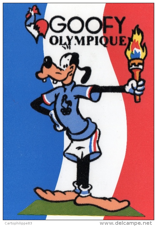 GOOFY DE WALT DISNEY MASCOTTE EQUIPE DE FRANCE JEUX DE MOSCOU EN 1980 RELIEF VELOUR - Cómics