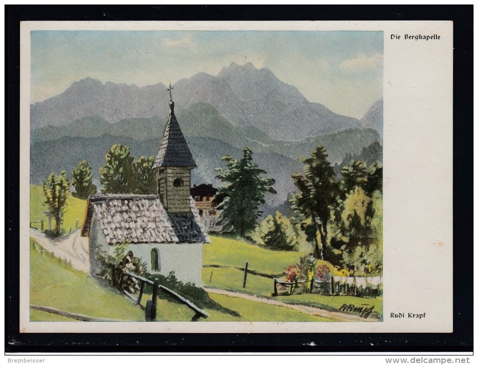 Künstler AK Rudi Krapf, Die Bergkapelle - Karte Gel.1942 - Sonstige & Ohne Zuordnung