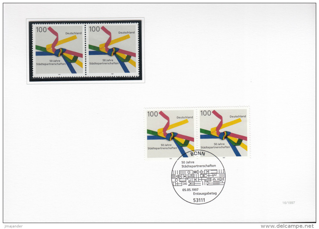 Germany 1997 50th Anniversary Of Partner Cities. Mi ETB 16/1997 First Day Sheet - Archäologie