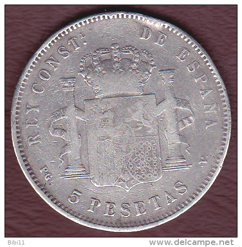 ESPAGNE .5 PESETAS 1896 S.G.V. . ALFONSO XIII. ARGENT - Erstausgaben