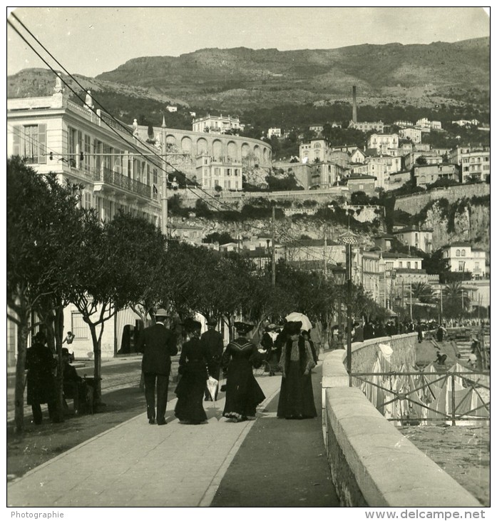 France Cote D'Azur Monaco Boulevard De La Condamine Ancienne Photo Stereoscope NPG 1900 - Stereoscopic