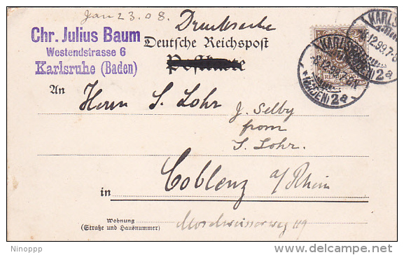 Germany 1899 Gruss Aus Karlsruhe, Postcard - World