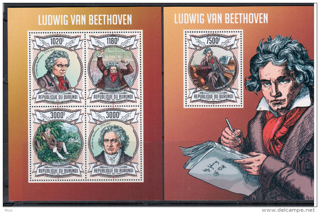 Republique Du Burundi 2013 Beethoven Composer Music Compositeur Musique Komponist - Unused Stamps