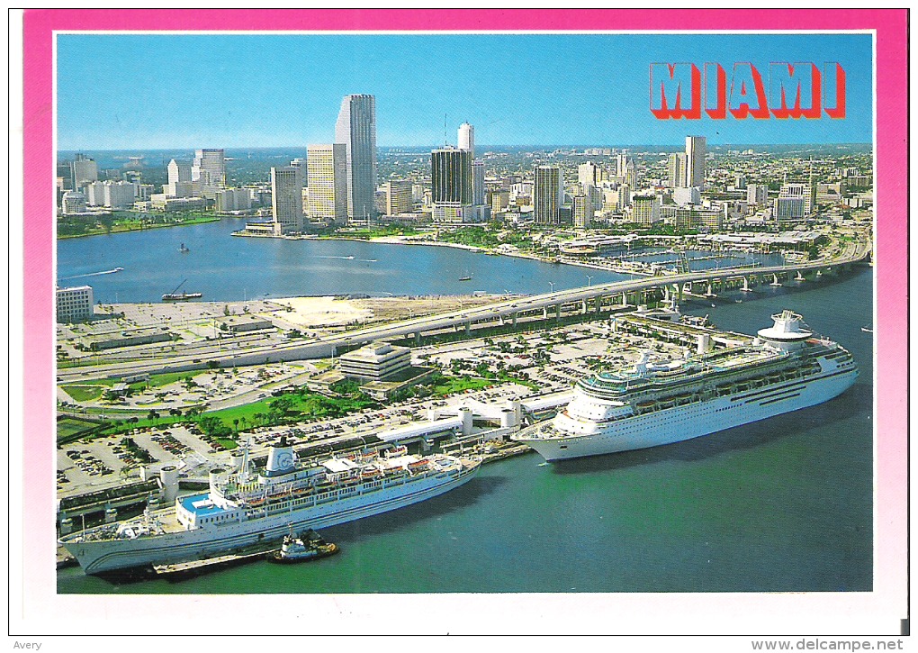 Miami  The Cruise Capital Of The World. Over The Bridge Is Bayside And Downtown Shopping Area - Miami