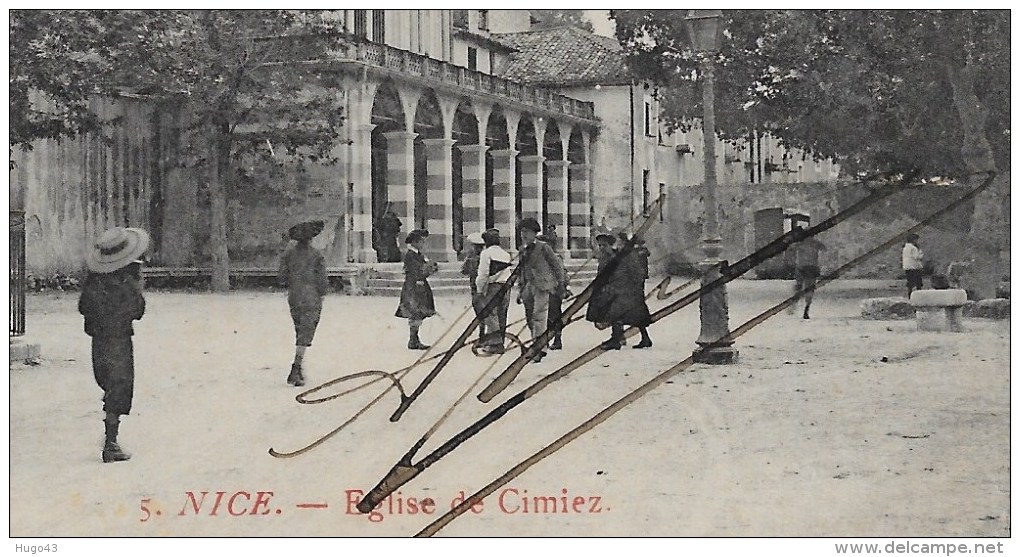 (RECTO / VERSO) NICE EN 1912 - N° 5 - EGLISE DE CIMIEZ AVEC PERSONNAGES - SUPERBE CPA - Monuments, édifices