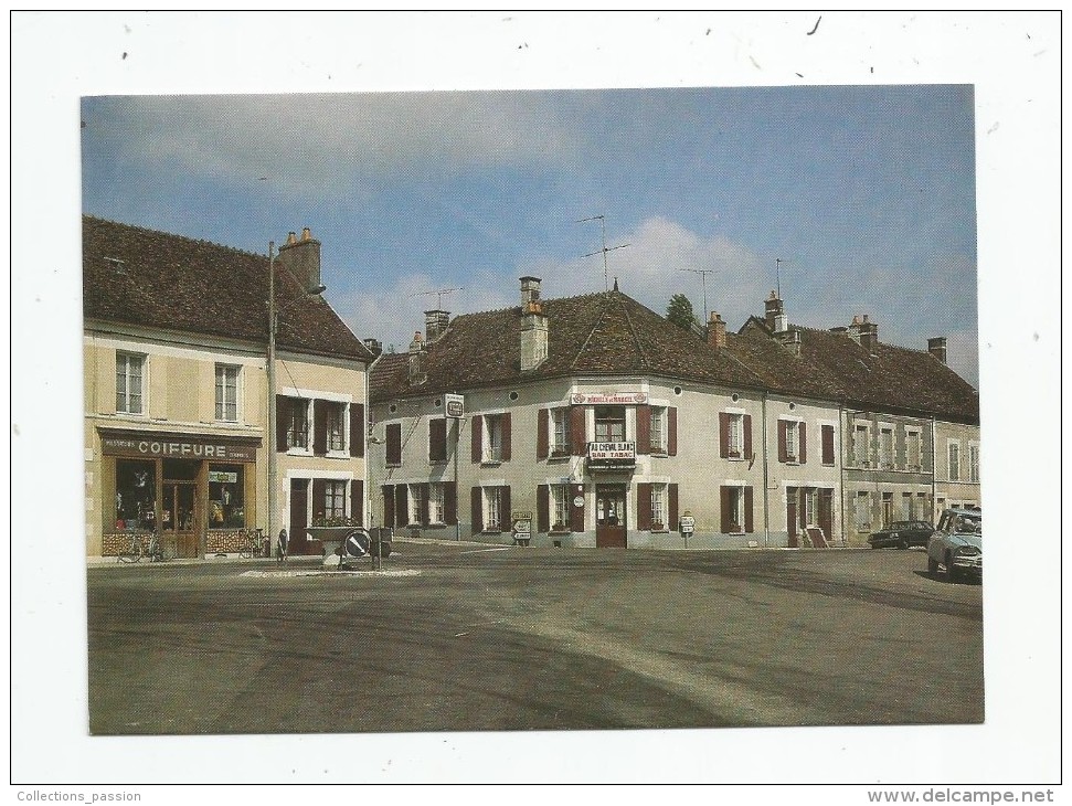 Cp , CAFE BAR TABAC , 58 , ENTRAINS SUR NOHAIN , Hôtel Du CHEVAL BLANC , Place Saint Cyr , Vierge - Cafés