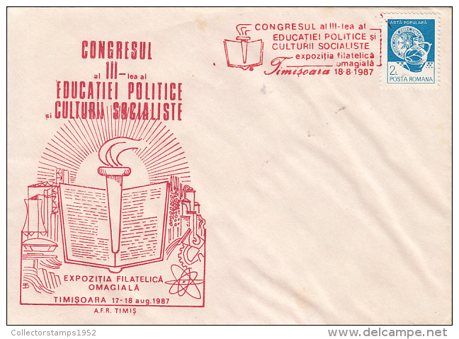 28071- SOCIALIST PHILATELIC EXHIBITION, SPECIAL COVER, POPULAR ART STAMP, 1987, ROMANIA - Storia Postale