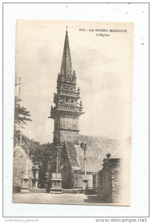 Cp , 29 , LA ROCHE MAURICE , L'église , Karten Bost , Dos Simple , Vierge - La Roche-Maurice