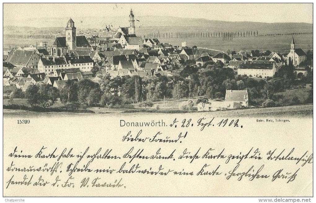 DONAUWORTH BAVIERE ALLEMAGNE DEUTSCHELAND  15399  EDIT. GERB ECRITE CIRCULEE  1902  TIMBRE POSTE ALLEMAND - Donauwoerth