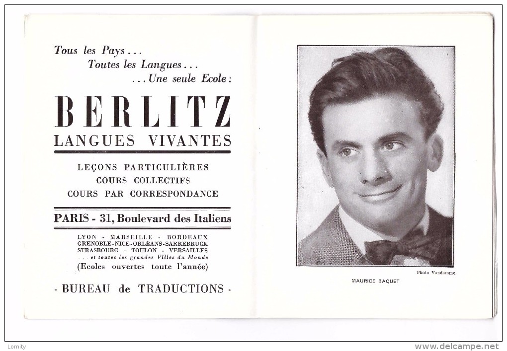programme operette pampanilla avec jean bretonniere maurice baquet duvaleix illustration mick bernard 1954