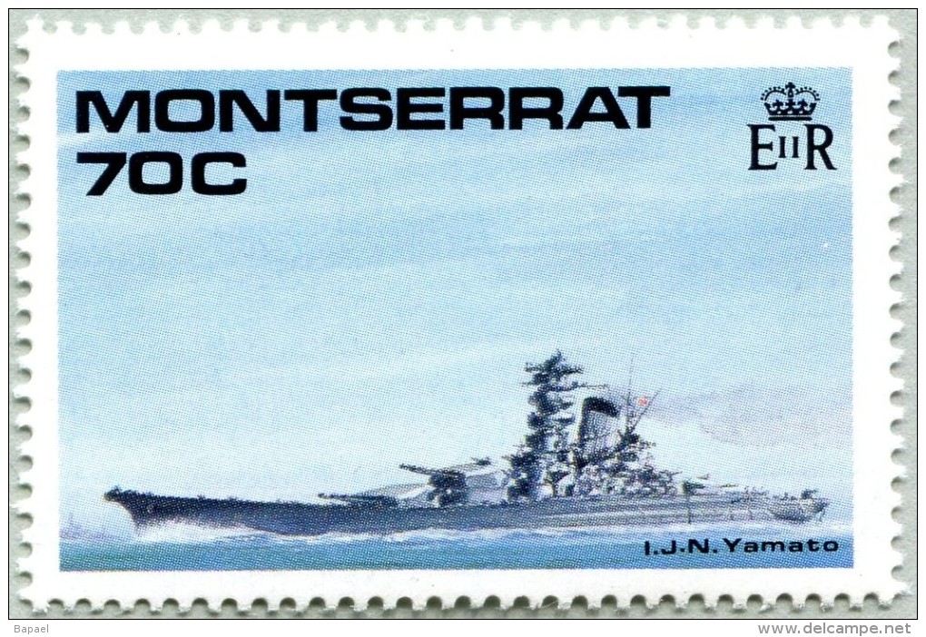 N° Yvert 723 - Timbre De Montserrat (1989) - MNH - Bataille Navale De La 2ème Guerre Mondiale - I.J.N. Yamato (JS) - Montserrat