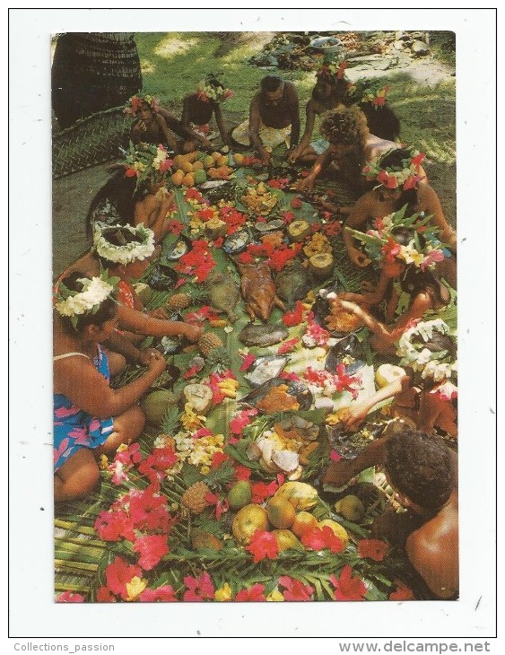 Cp , TAHITI , Un TAMAARAA , Repas Tahitien , A Tahitian Feast , UTA 115 , Folklore , écrite - Polynésie Française