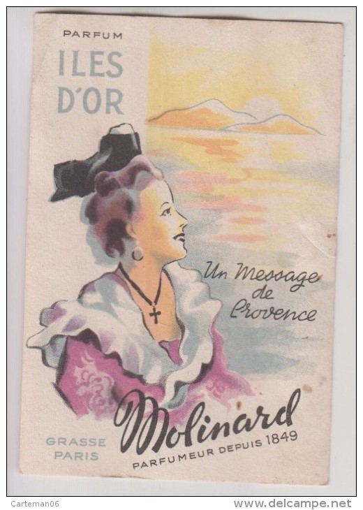 Carte Parfumée - Molinard Parfumeur à Grasse Et Paris - Parfum Iles D'Or - Profumeria Antica (fino Al 1960)