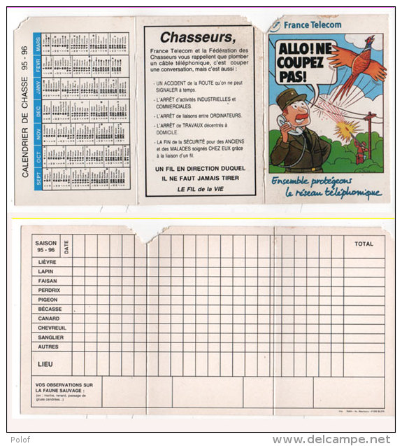 Calendrier Du Chasseur - Illustration - Ensemble Protégeons Le Réseau Téléphonique - 3 Volets  (80627) - Petit Format : 1981-90