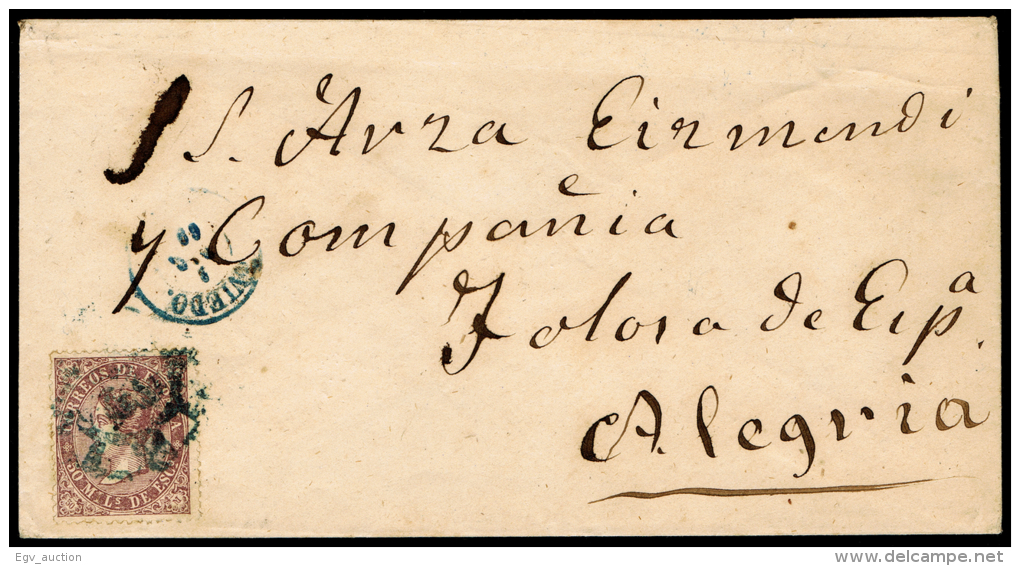 ASTURIAS - EDI O 98 -  CARTA CIRC. A ALEGRIA - MAT. RC \"12 - OVIEDO\" (AZUL) - Covers & Documents