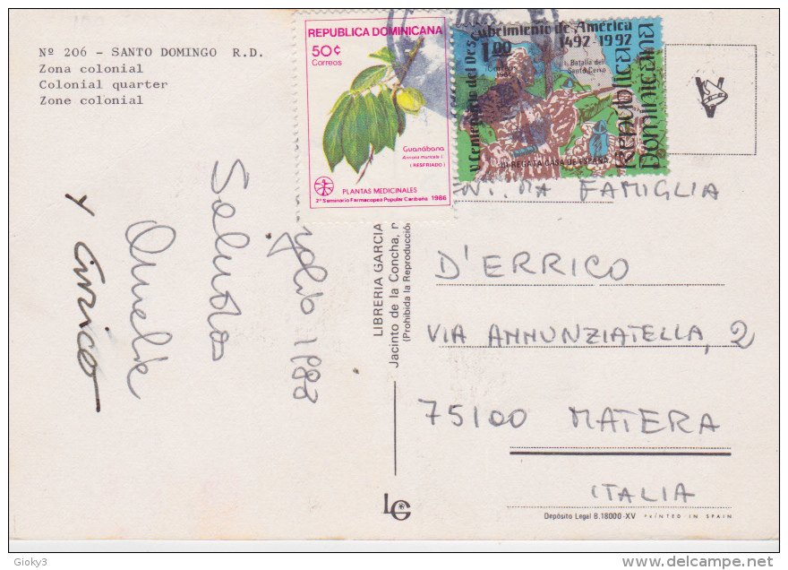 *SANTO DOMINGO 1988 ZONA COLONIAL STORIA POSTALE - Dominica (1978-...)