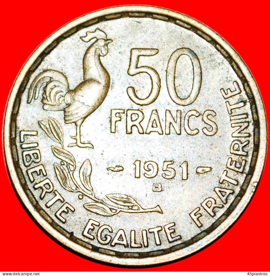 * COCK (1950-1958): FRANCE  50 FRANCS 1951B! G. GUIRAUD! LOW START  NO RESERVE! - 50 Francs