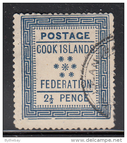 Cook Islands Used Scott #7 2 1/2p Blue, White Paper - Cook