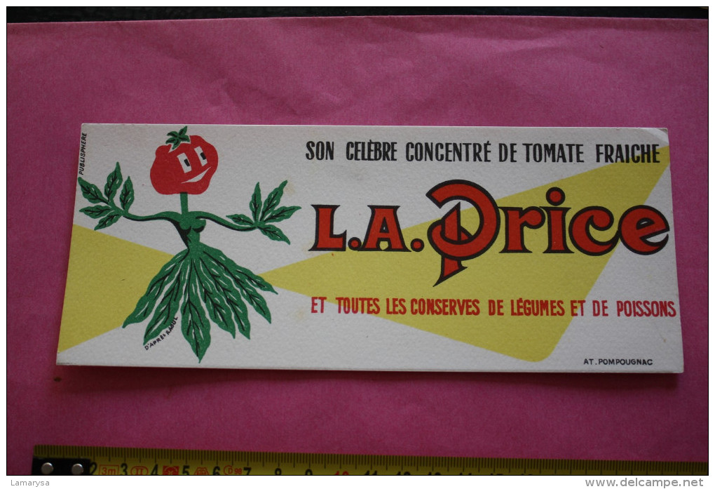 BUVARD PUBLICITAIRE ->L.A. CAPRICE CONCENTRE DE TOMATE FRAICHES ET CONSERVES DE LEGUMES ET DE POISSON  ->VINTAGE RARE - Potages & Sauces