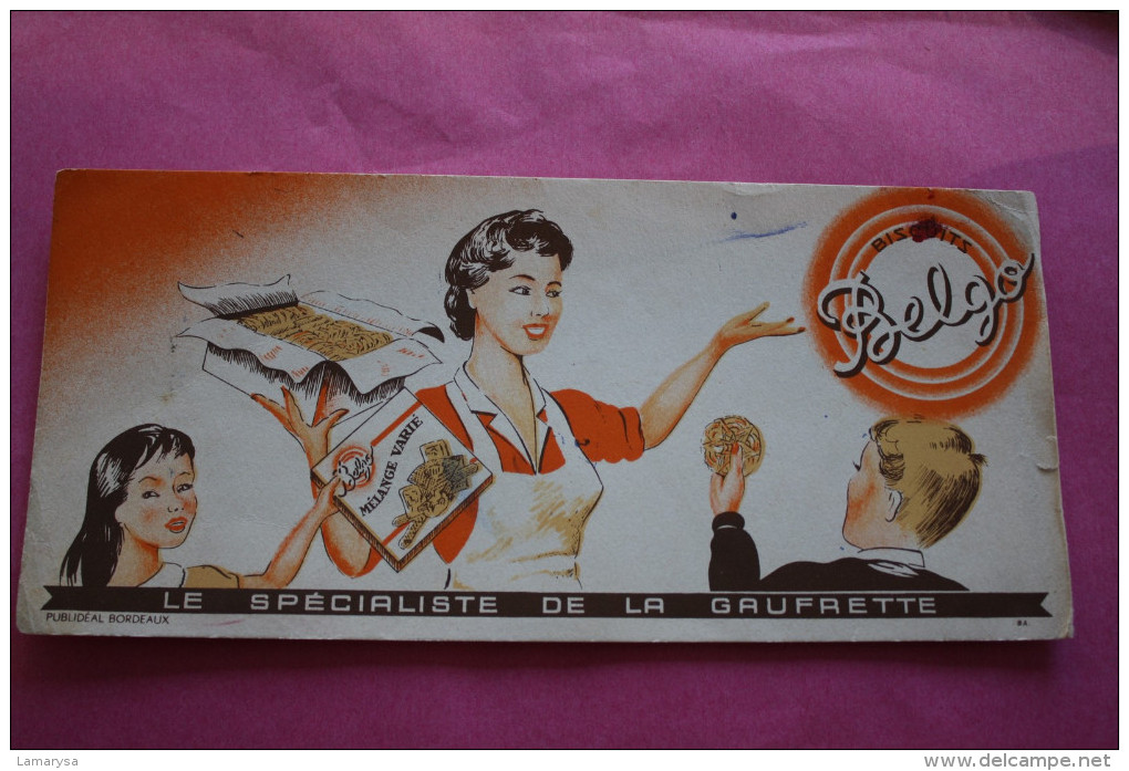 BUVARD PUBLICITAIRE ->GAUFFRETTE  BISCUITS BELGO     ->VINTAGE RARE - Sucreries & Gâteaux