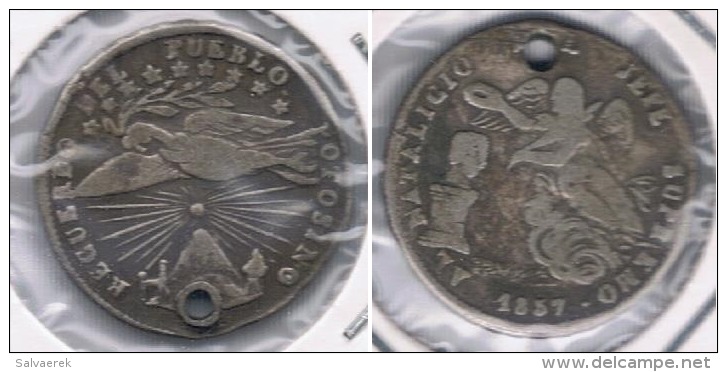 BOLIVIA POTOSI  MODULO SOL 1857 AL PRESIDENTE PLATA SILVER X DAÑADO - Bolivie