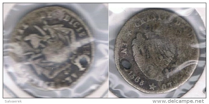 BOLIVIA POTOSI MODULO MEDIO SOL 1865 AL EJERCITO PLATA SILVER X DAÑADO - Bolivie