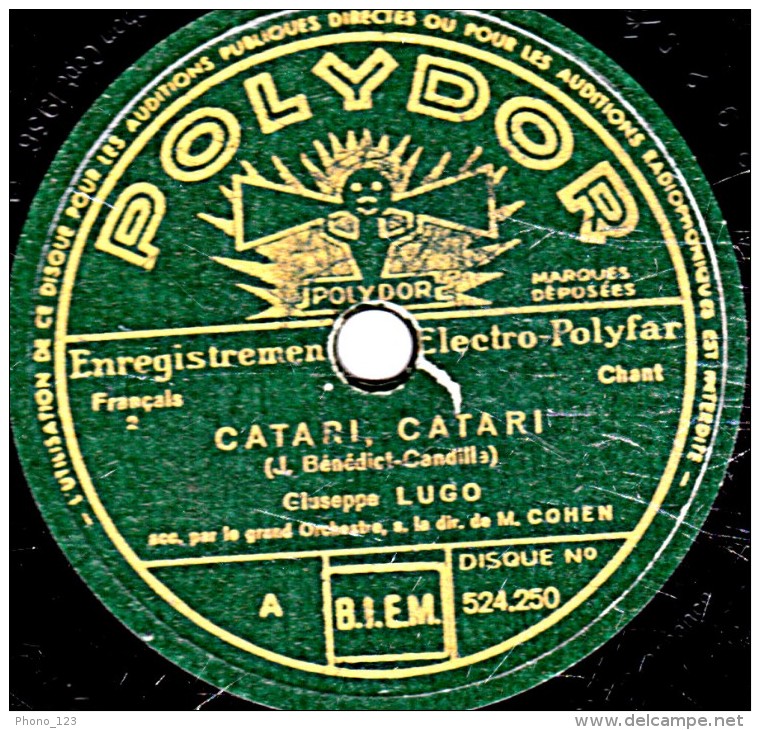 78 Trs - 25 Cm - état B -  Giuseppe LUGO - SANTA LUCIA LUNTANA - 78 Rpm - Schellackplatten